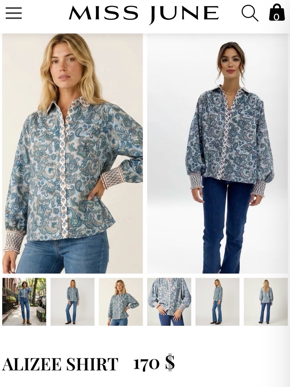 Miss June Paris Alizee Blouse One Size - Excellent Condition Boho Paisley